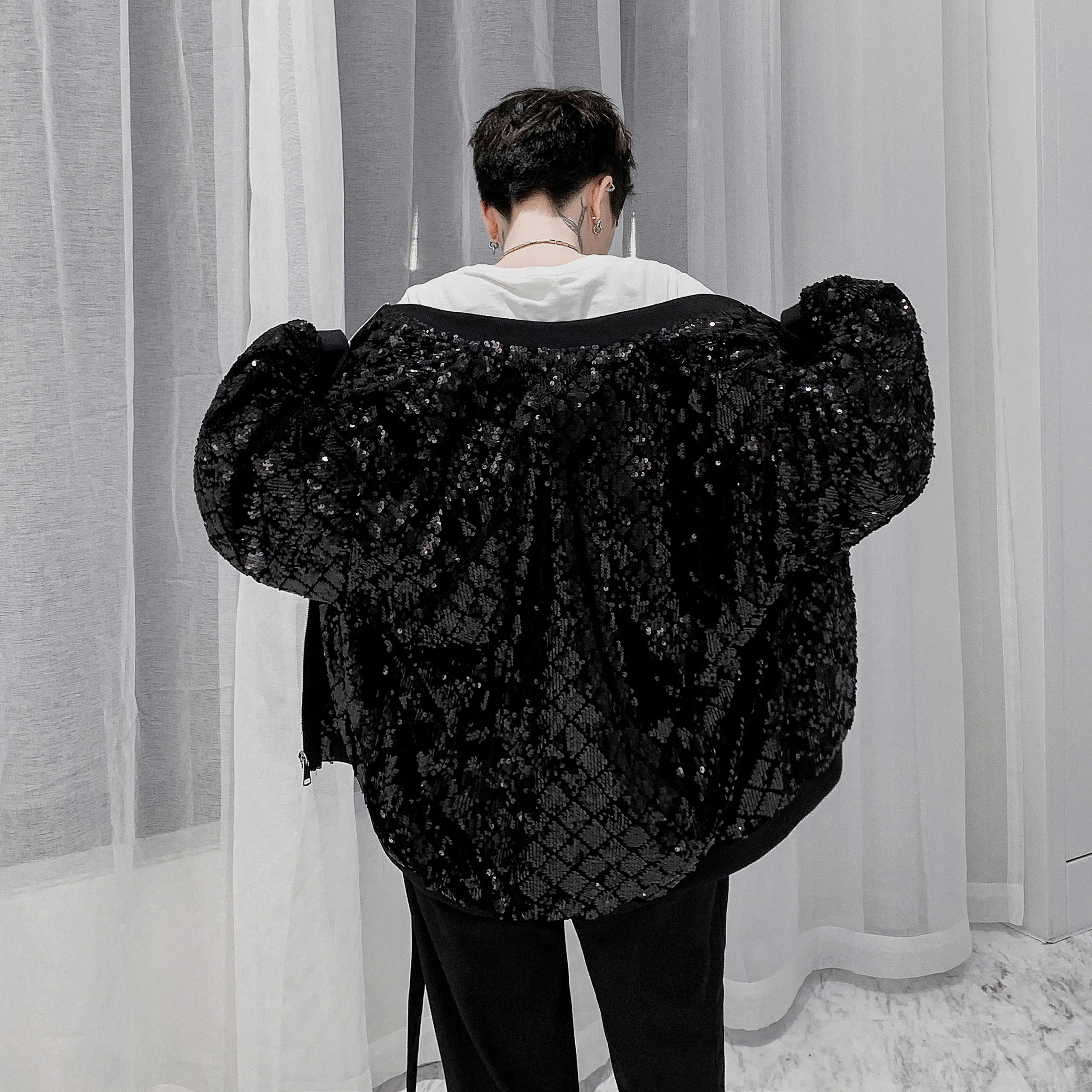 Блестящая куртка с блестками в европейском и американском стиле золотой