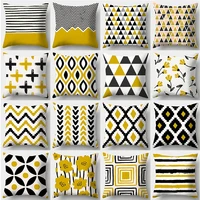 yellow striped plaid pillowcase 45cmx45cm square sofa pillow cover creative graphics cushion cover