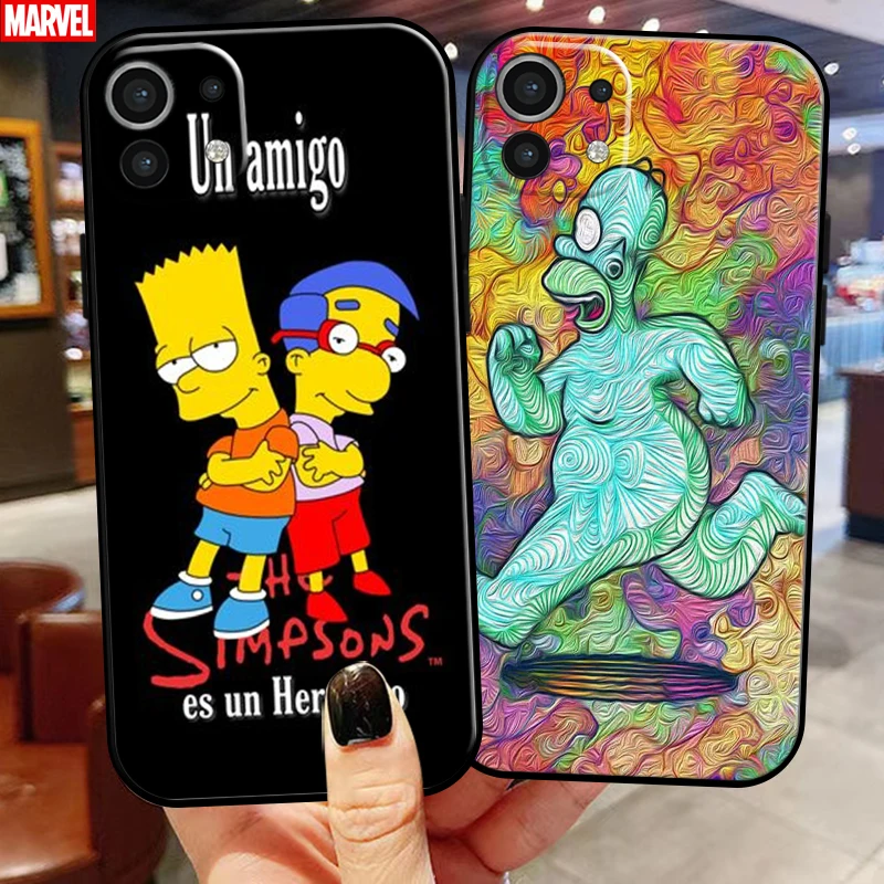 

Cute Homer S-Simpsons Family For Xiaomi Mi 11 Mi 11 Lite 5G Phone Case Liquid Silicon Coque Carcasa Funda Black Silicone Cover