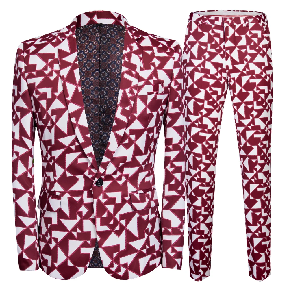 Men's Sets Suits for Men Groom Tuxedo Wear Casual Man Blazer   New Man Fashion Red Party Male Casual Slim Blazer Coat Suit 2PCS