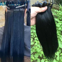 Straight Tape In Human Hair Extensions Black Women 28" 80/120Pcs 2.5g Natural Brazilian Hair Extension Tape Hair Full Head