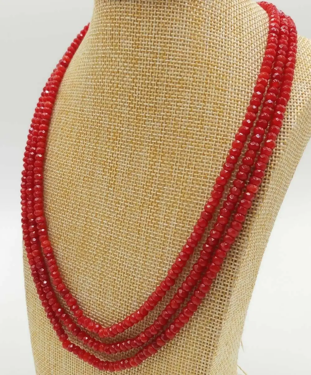 Pretty2x4 мм натуральный красный рубин драгоценный камень граненые Abacus бусины 3 ряда