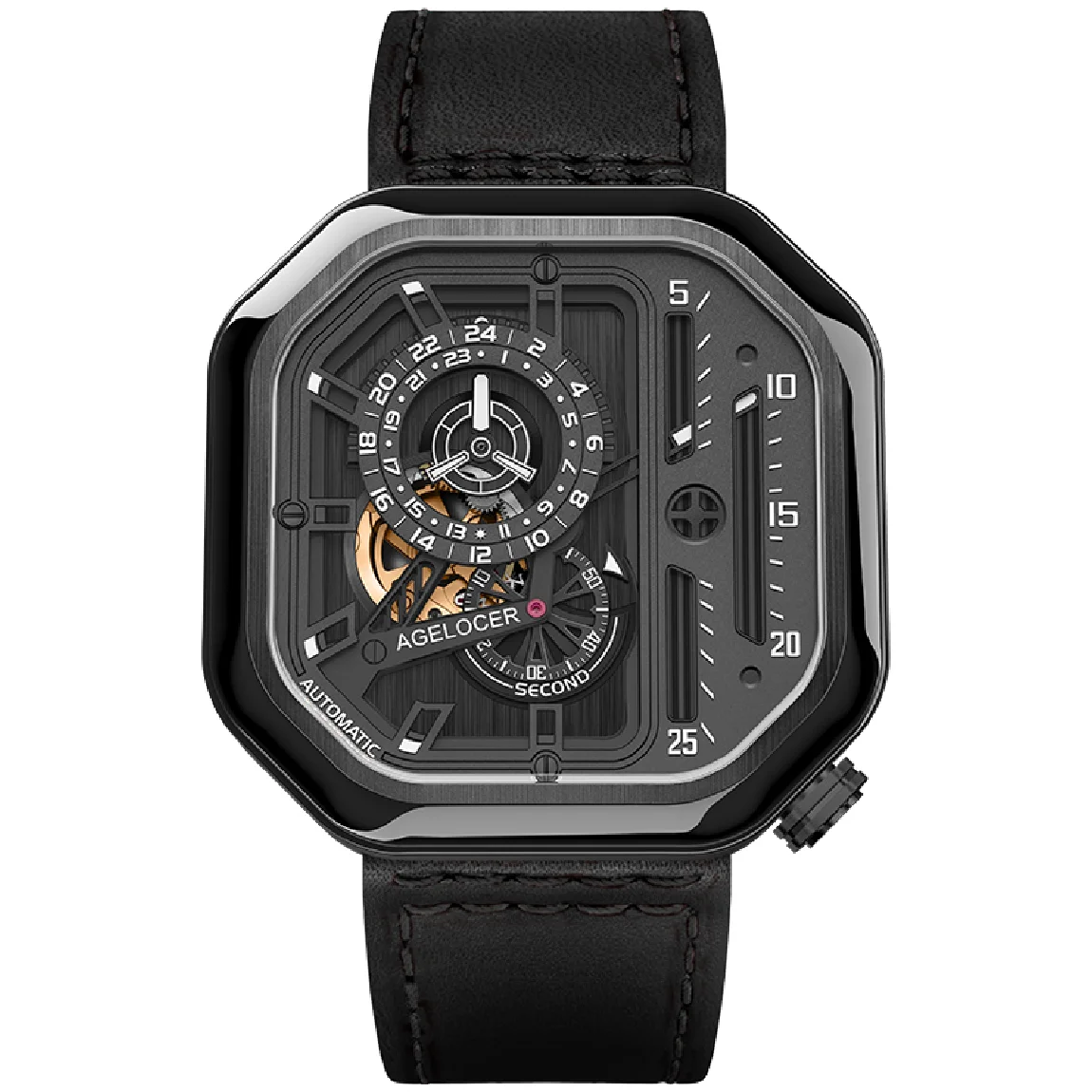 

Men's Mechanical Watches AGELOCER Brand Men Luxury Gulf Sports Automatic Watch Black 50M Waterproof Watch Relogio Masculino