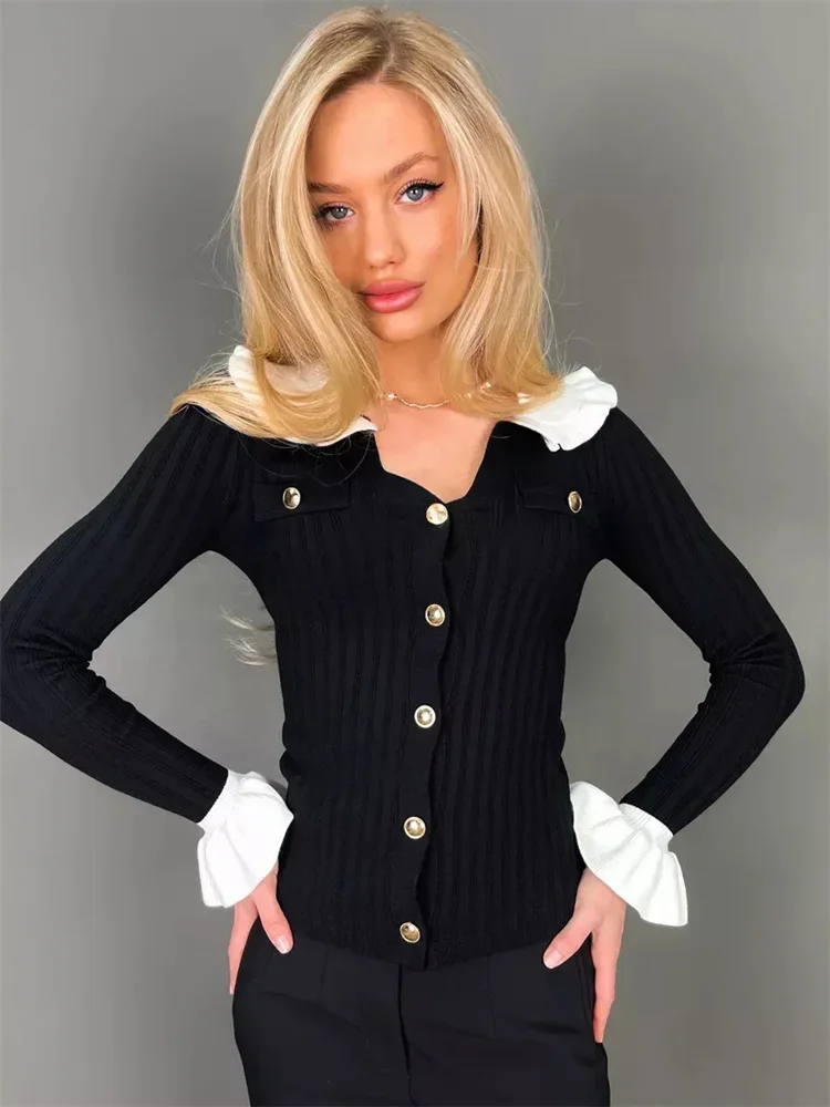 Женский вязаный кардиган Tossy с V-образным вырезом и контрастными карманами