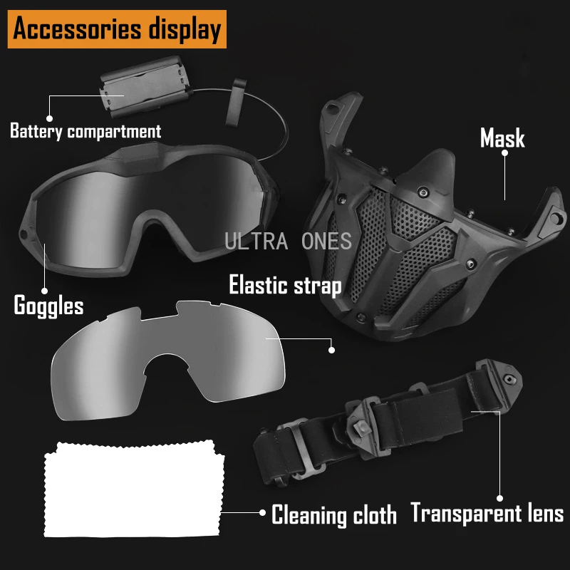 2 Lens Tactical Mask Goggles CS Airsoft Protection Full Face with Micro Fan Anti-fog Hunting Shooting Sports Masks | Спорт и
