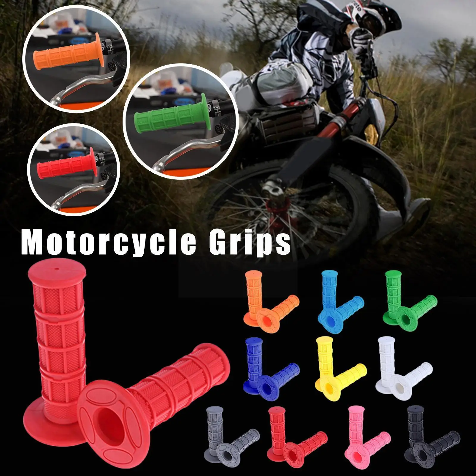 

Universal Motorcycle Handle Grips Handlebar Dirt Pit Bike 7/8" Rubber Handlebar Grip For CRF YZF KXF SXF SSR SDG MX Grips H3E7