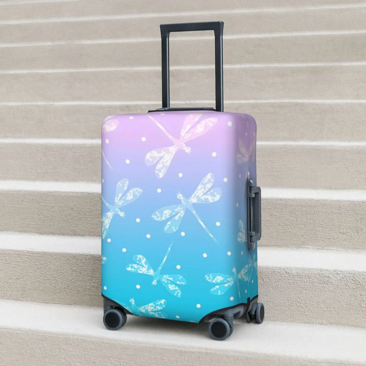 

Ombre Dragonfly Suitcase Cover Abstract Design Cruise Trip Protection Holiday Strectch Luggage Case