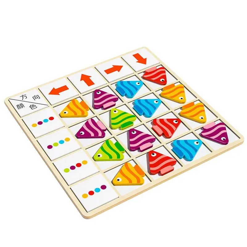 

Magnetic Block Toy Educational Blocks Puzzle Game Wood Board Toy With Fish Shape Blocks Montessori Magnetic Plate Blocks Color