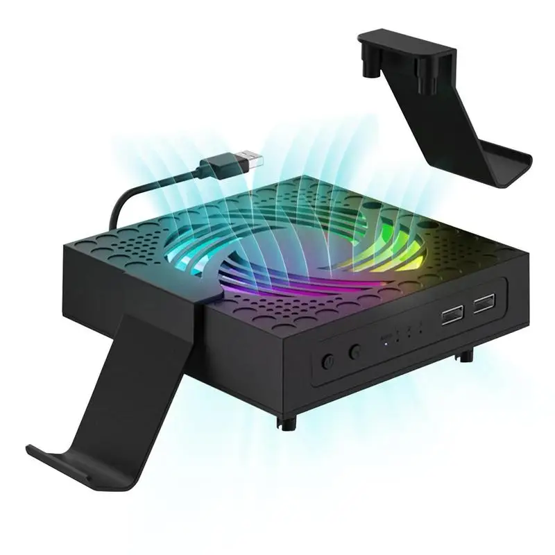 

For Xbox Series X Game Console RGB Cooling Fan Console Cooler Heat Dissipation Fan Cooling System With USB Charging Port