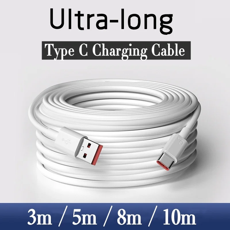 

Сверхдлинный зарядный кабель Usb Type-C 3 м/5 м/8 м/10 м, кабель для быстрой зарядки для телефонов Samsung, Xiaomi, Huawei, Android, Универсальный шнур для передачи данных