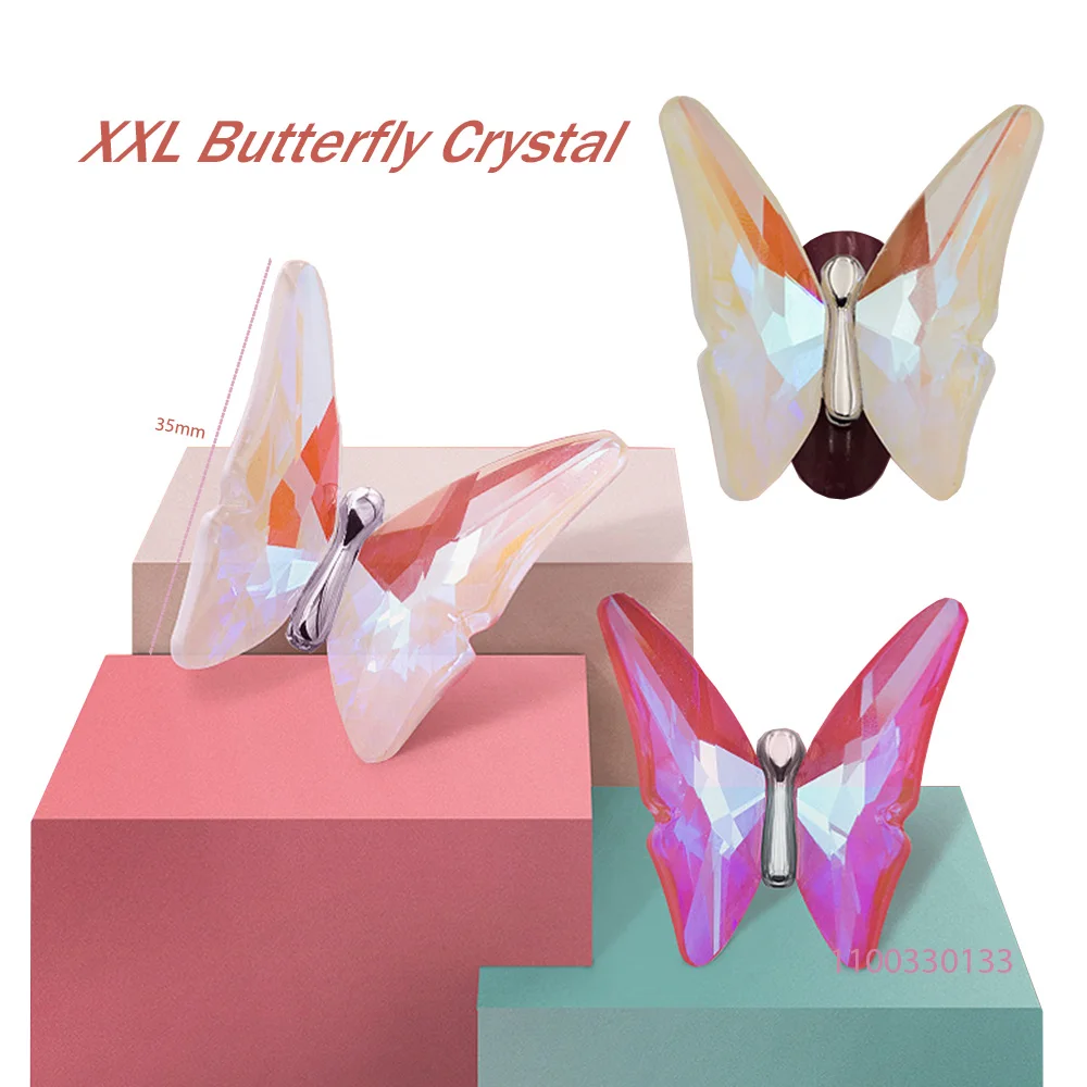 Extraordinary Butterfly: Illusory Charming Nail Alloy Grand Bougie Butterfly Jewellery K9 Crystal Nail Embellishments 18*30*35mm