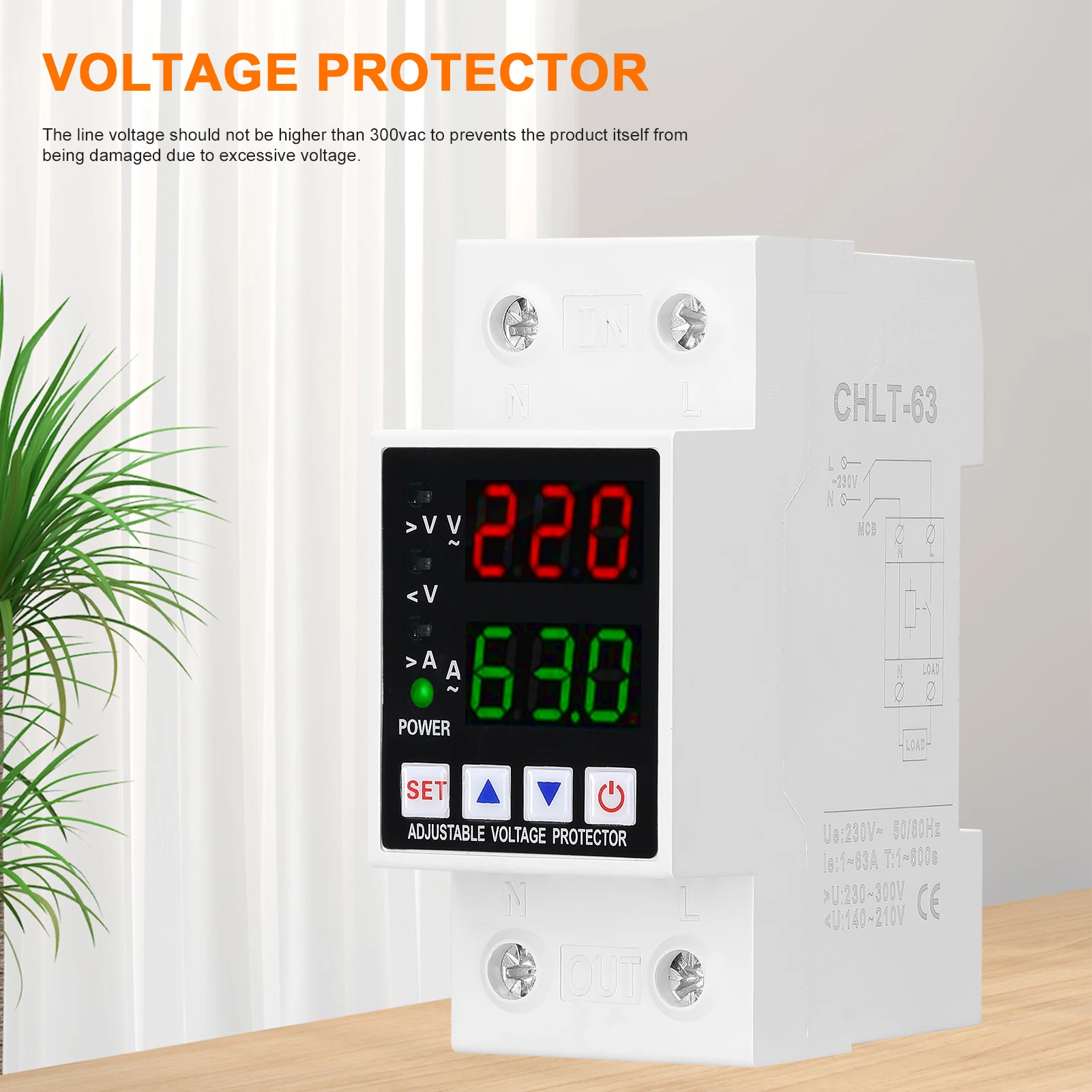 

Dual Display Adjustable Self-resetting Voltage Protector Intelligent Over-voltage Over-current Protect Device Home Relay