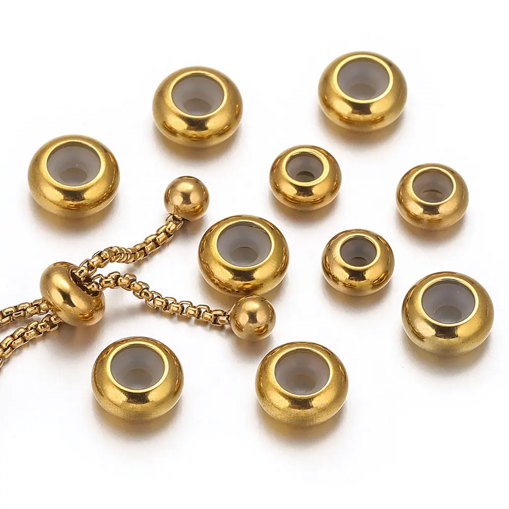 

10pcs 4/6/8/10mm Stainless Steel Adjustment Non-slip Silicone Stopper Beads Spacer Bead for DIY Bracelet Jewelry Making Supplies