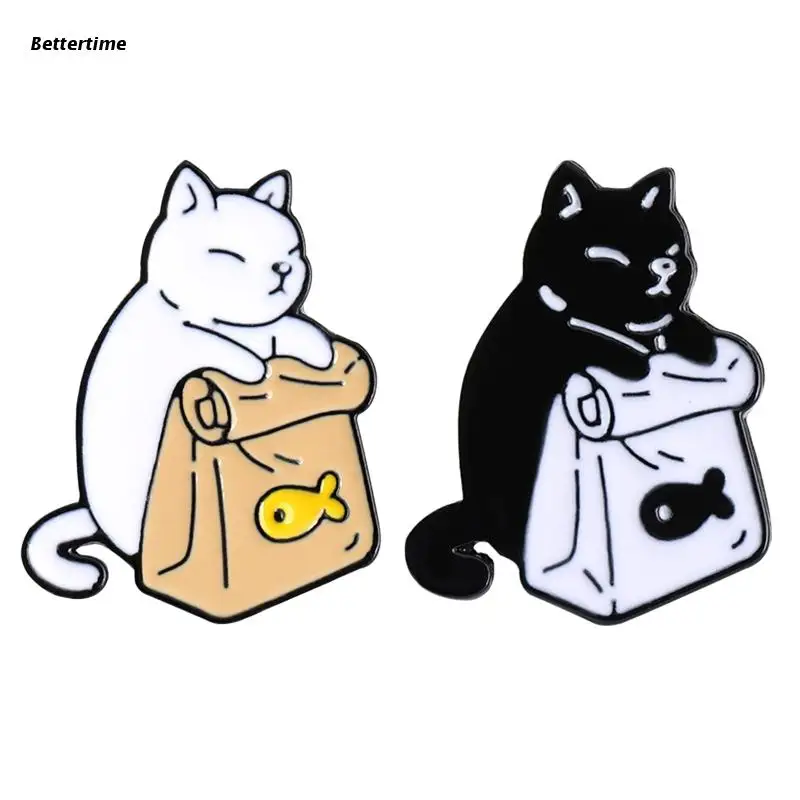 

B36D Handmade Cats and Food Enamel Pin Brooch Badge Lapel Pin Exquisite Gift Decoration for Women Men Girl Fashion Jewelry