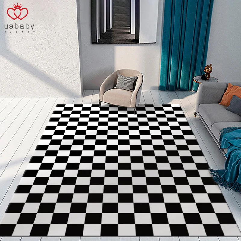 

Light Luxury Geometric Carpet For Living Room Crystal Velvet Bedroom Bedside Carpet Floor Decor Non-slip Absorbent Bathroom Rug