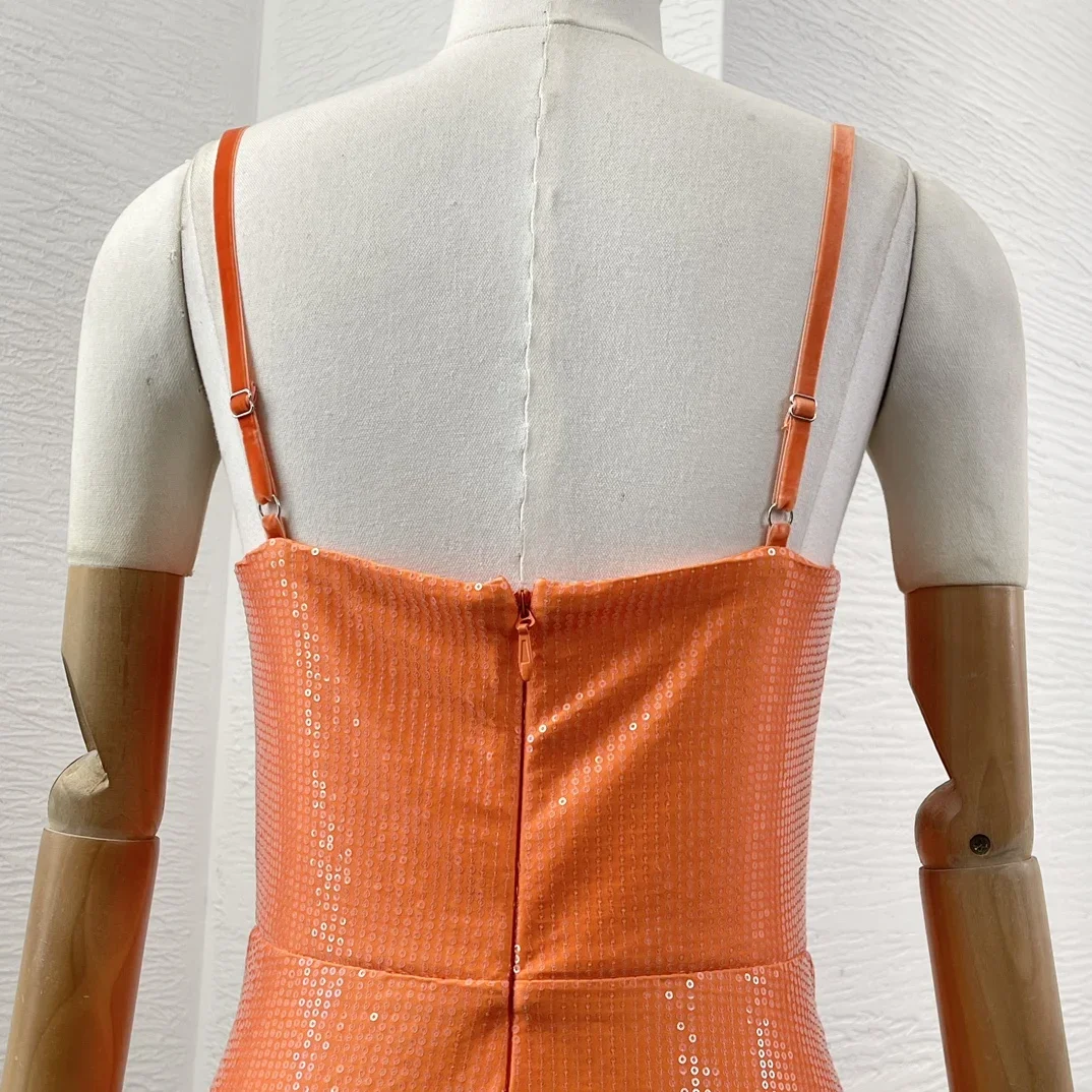 Новинка осени 2024 оранжевое синее Радужное без рукавов платье миди с морской