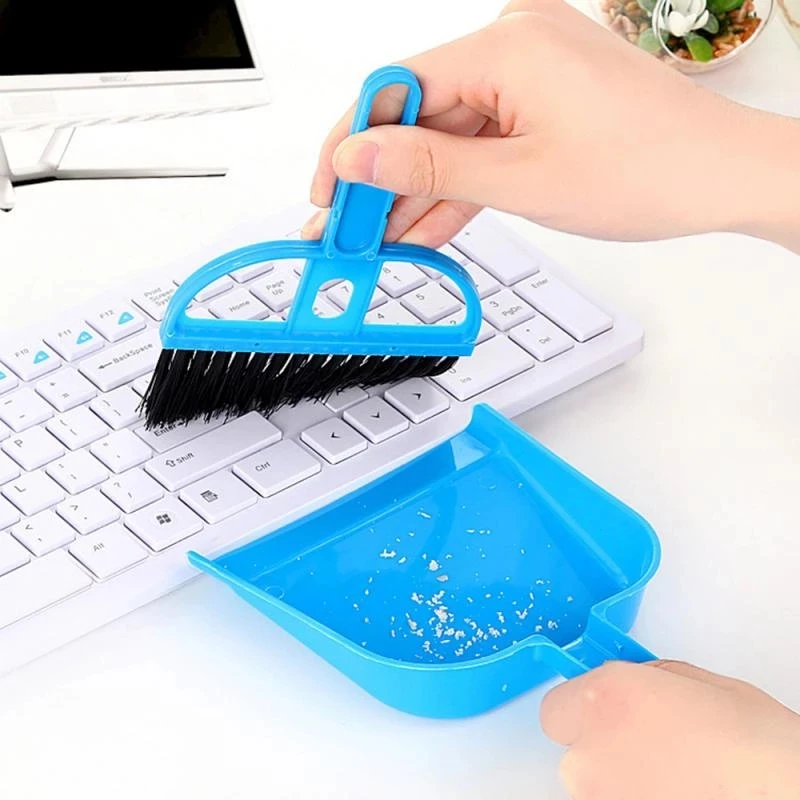 

2Pcs Set Small Mini Desktop Sweep Cleaning Brush+Dustpan Plastic Nylon Broom Table Corner Keyboard Dust For Home Cleaner Tools