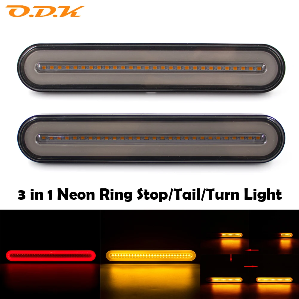 

Waterproof 100 LED 12V-24V Trailer Truck Light 3 in 1 Neon Halo Ring Tail Braking Rear Stop Flowing Turn Signal Light Lamp Bulb