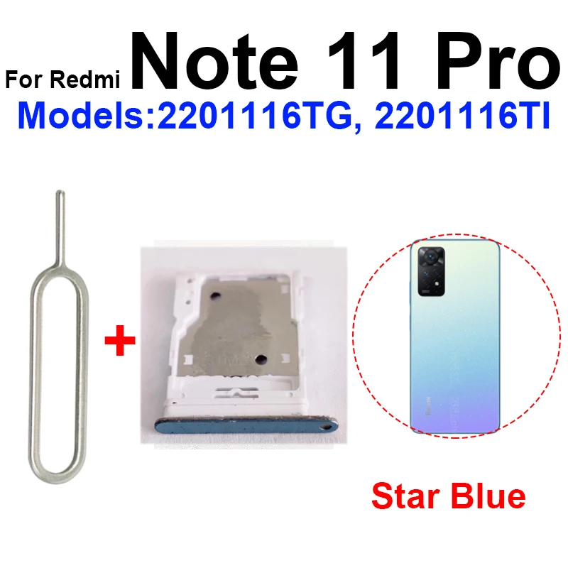 Лоток для SIM-карты для Xiaomi Redmi Note 11 11S 11 Pro 4G 5G, держатель слота для SIM-карты, адаптер для чтения карт, замена (art.: 3920bedf368f7) - 3920bedf368f7