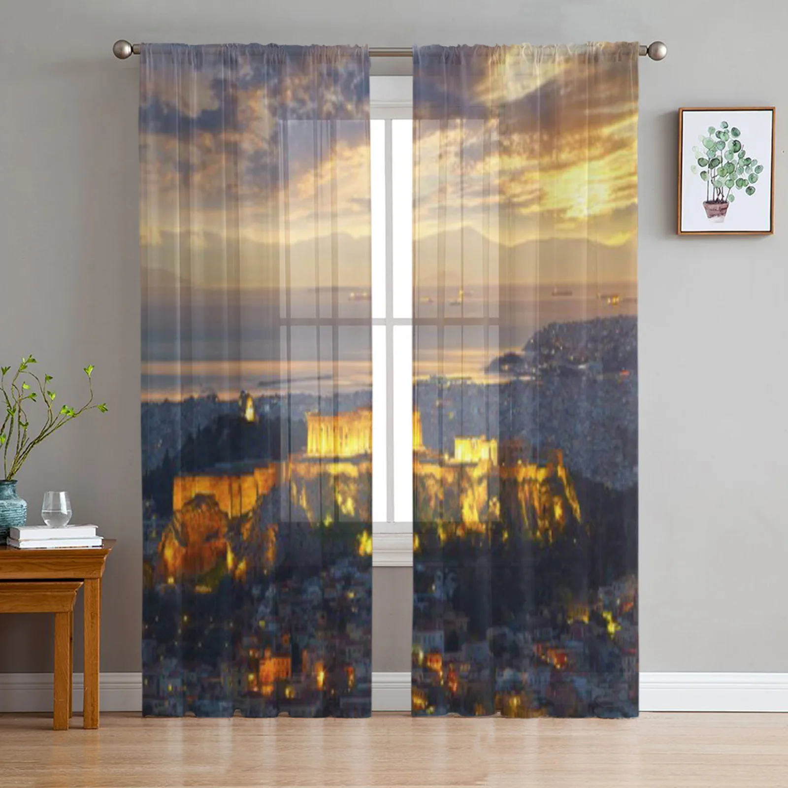 

Athens Greece Tulle Sheer Curtains for Living Room Decoration Curtain for the Room Bedroom Kitchen Voile Organza Curtains