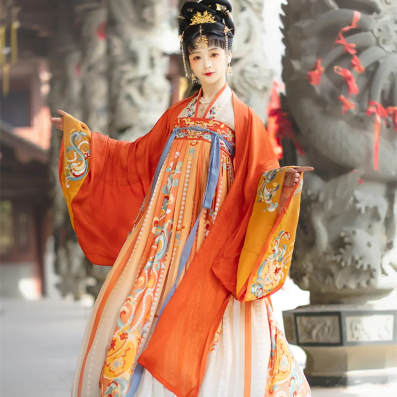 

Chinese National Dresses Folk Dance Costume Women Traditional Hanfu Fairy Outfit Ancient Oriental Tang Dynasty Cosplay Dress