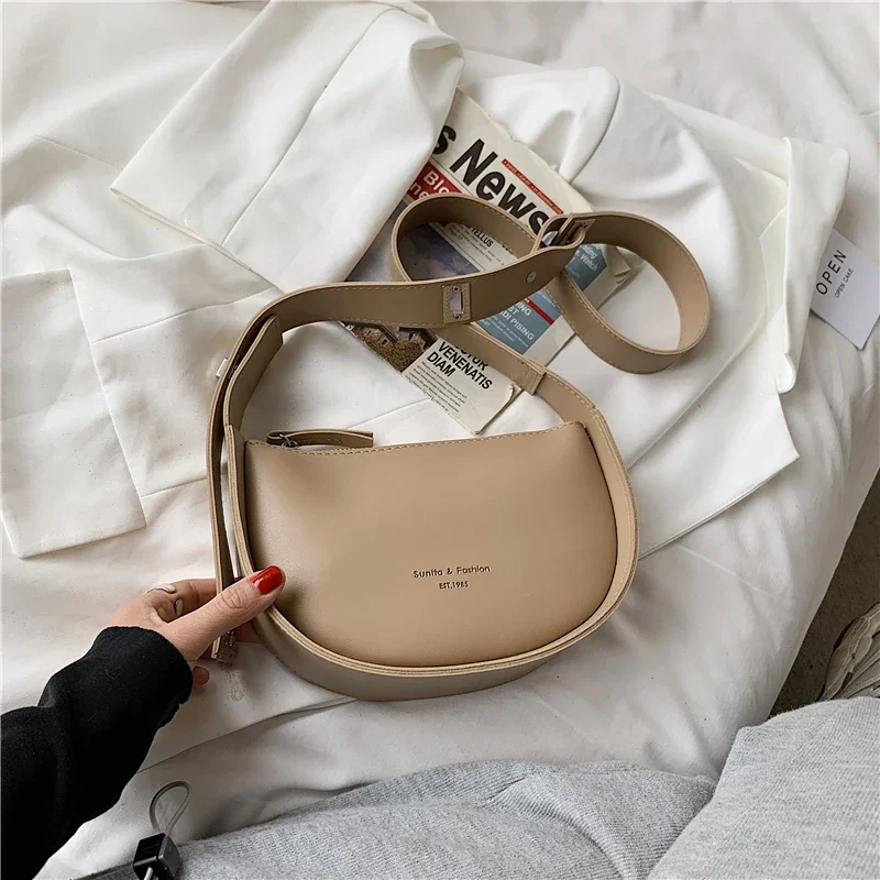 Полукруглые сумки через плечо с седлом для женщин дизайнерские брендовые