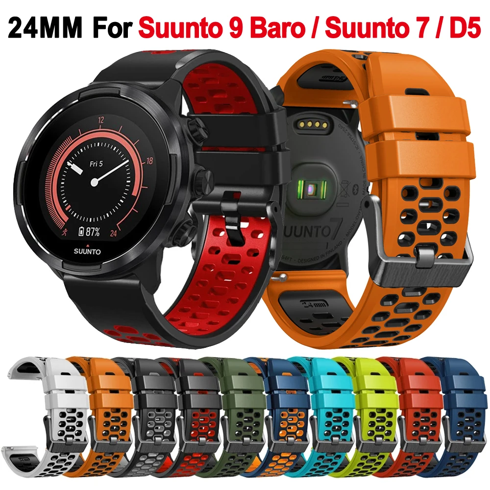 

24mm Silicone Bracelets For Suunto 9 Baro Strap suunto 7 D5 Spartan Sport Wrist HR Wristband Breathable Smart Watch Band Correa