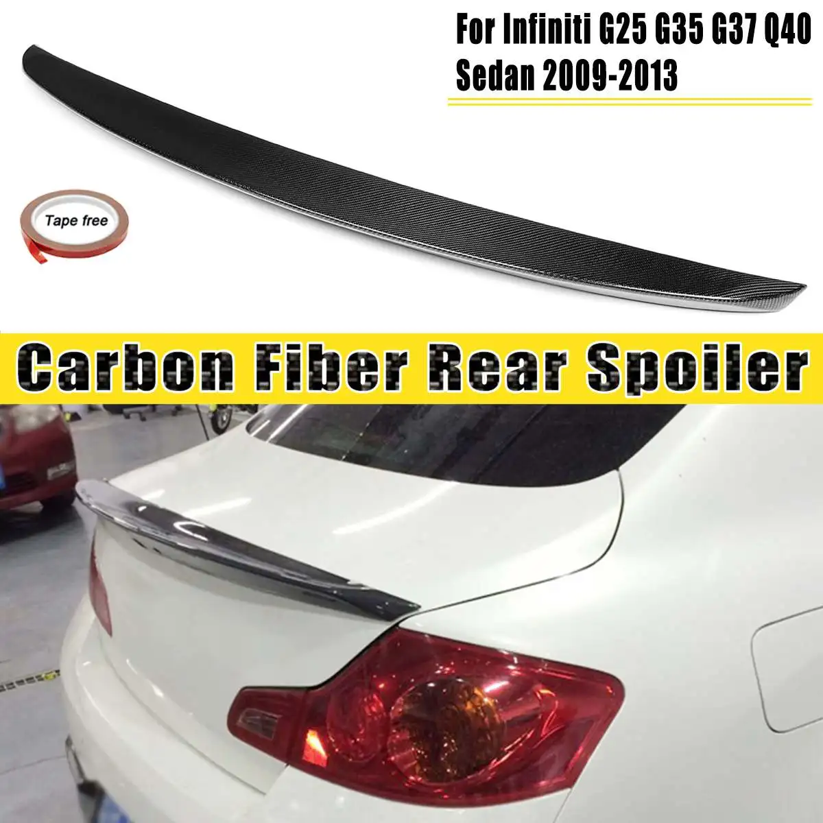 

Real Carbon Fiber Duckbill Car Trunk Spoiler Wing Lid Spoiler Wing For Infiniti G25 G35 G37 Q40 Sedan 2007-2015