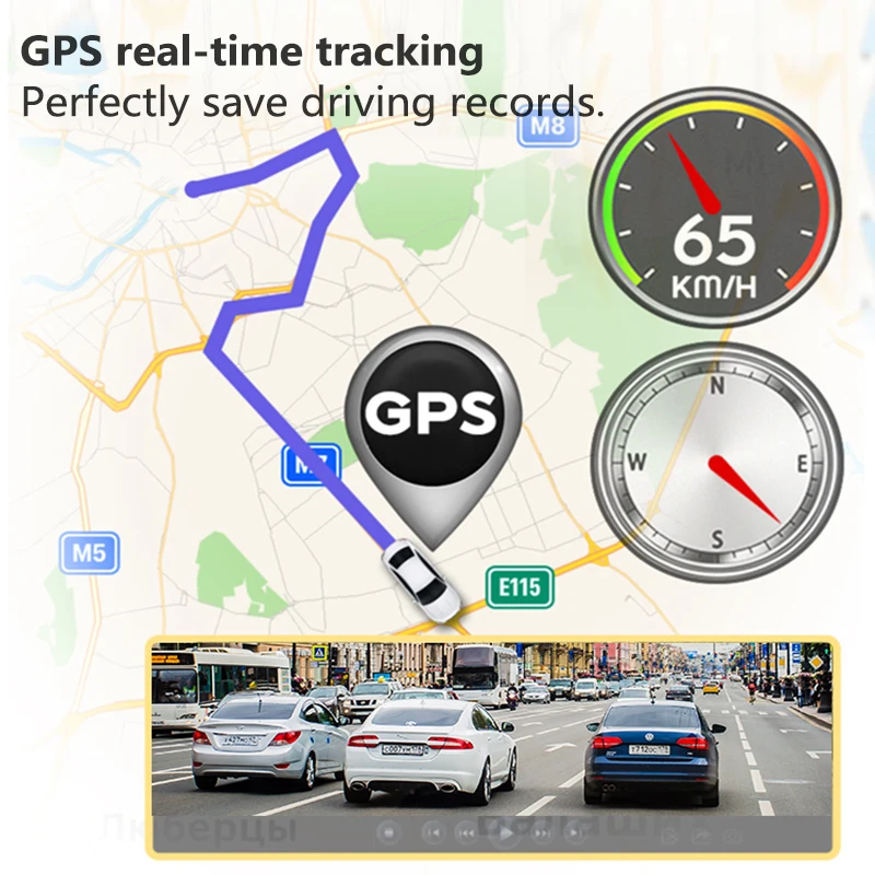 $48.00 Dash Cam 3 Cameras Front and Inside 1080P HD Rear Camear GPS Track Vehicle Black Box Car Video Recorder for Taxi Uber