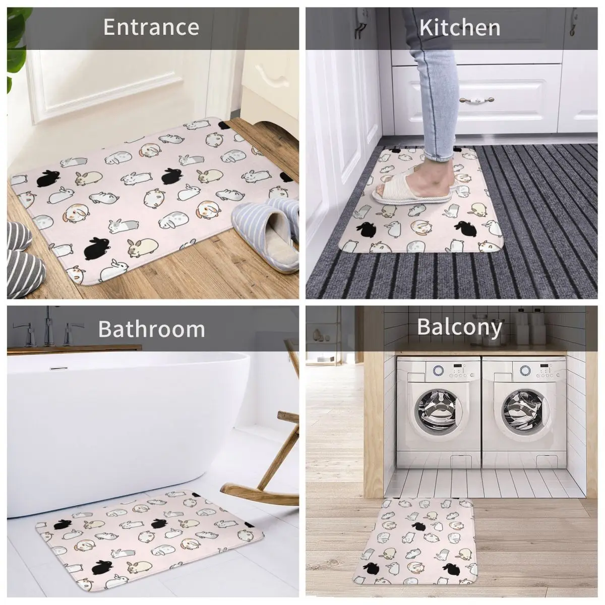 Дверной коврик кролики Декор 3D ковер для ванной нескользящий вход гостиная