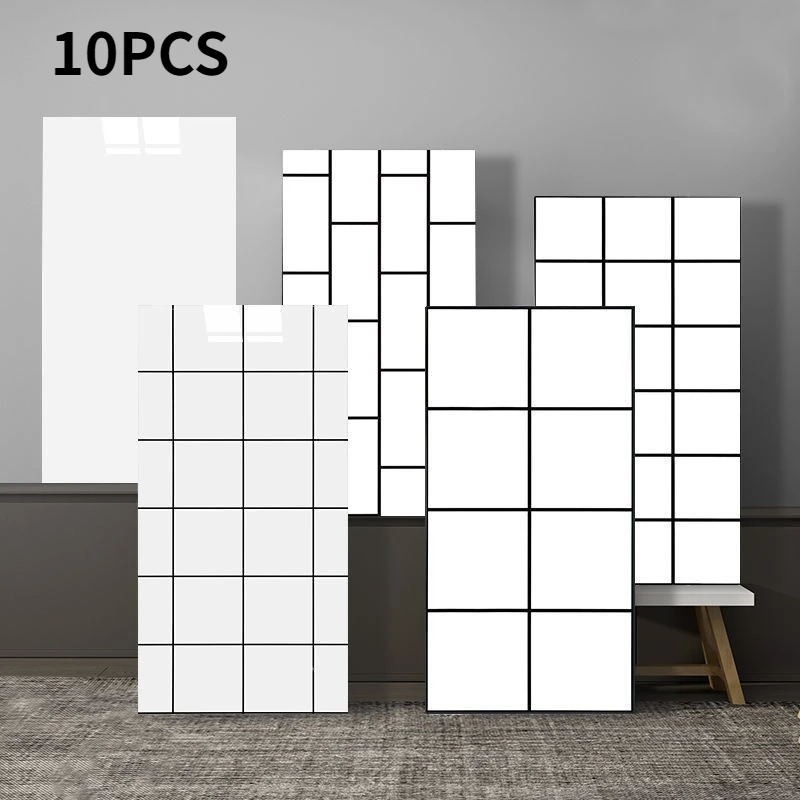 

Self-adhesive Imitation Tile Black and White Checkered Square Wall Stickers Wall Panel Renovation Decoration Pvc Floor Stickers