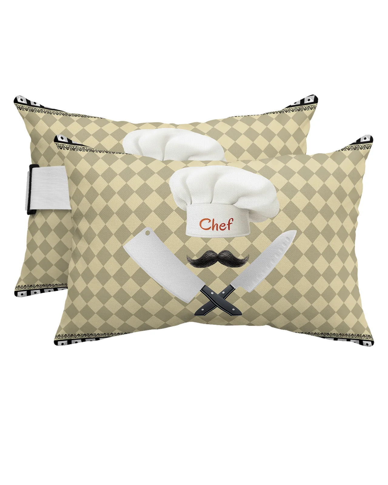 

Plaid Kitchen Chef Waterproof Pillow With Insert Adjustable Elastic Recliner Beach Chair Office Chair Neck Lumbar Travel Pillow