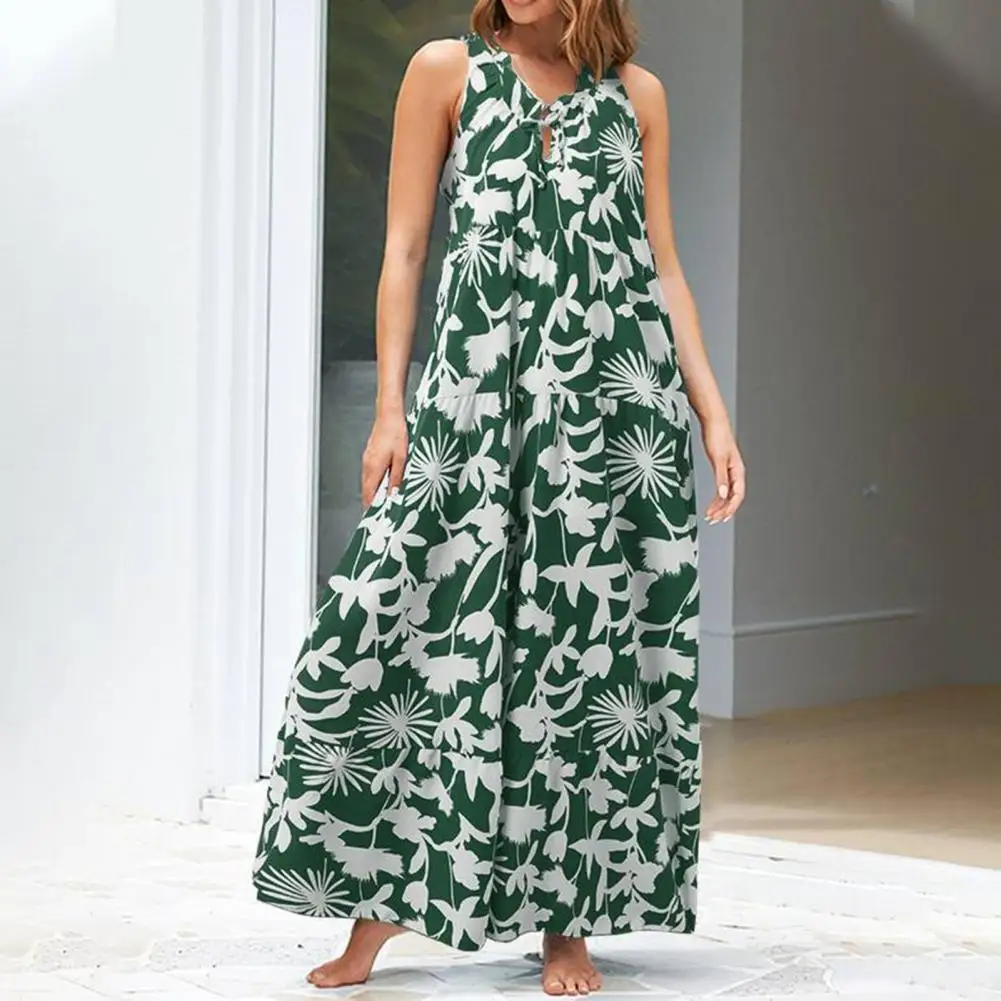 

Платье-Макси женское ТРАПЕЦИЕВИДНОЕ с широким подолом, без рукавов