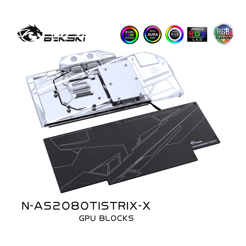 

Водяной блок Bykski GPU с полным покрытием, медный для ASUS Strix ROG RTX 2080TI, основа VGA, Водяной охладитель, фотография
