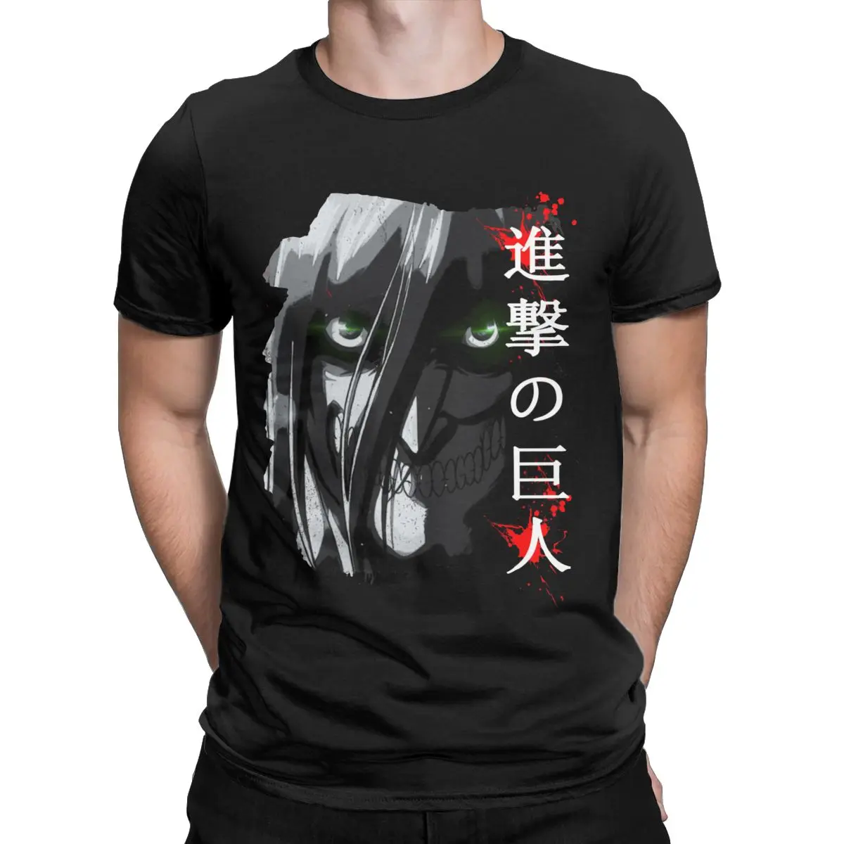 

Eren Titan attack on titan anime gift t shirt for men Fun Pure Cotton Tee Shirt Short Sleeve T Shirts Round Neck Clothing Unique