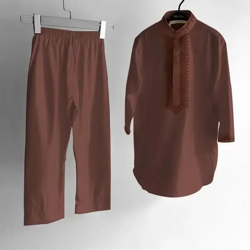 3 цвета Jalabiyat Рамадан 2024 пакистанский мальчик вышивка из двух частей марокканский