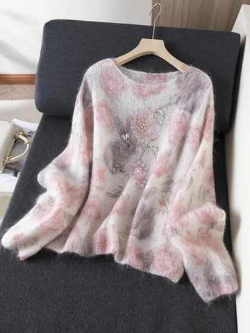 SuyaDream Женские пуловеры из мохера синие