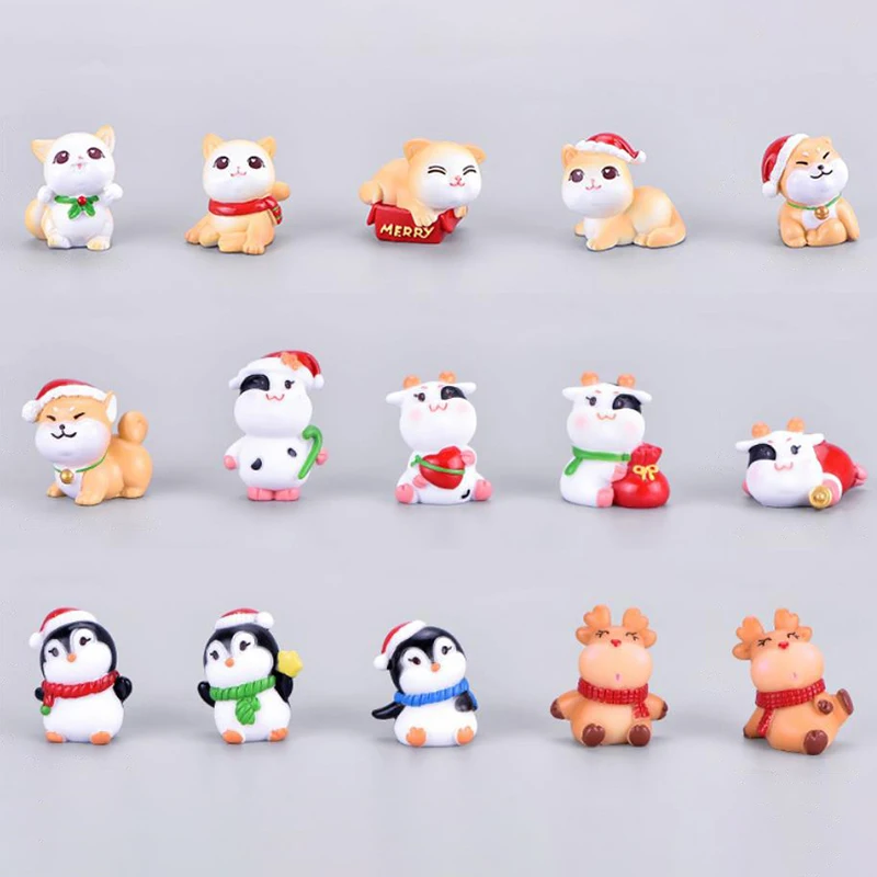

Мини Рождественская статуя лосей Пингвин корова животное микро ландшафт настольные украшения для дома