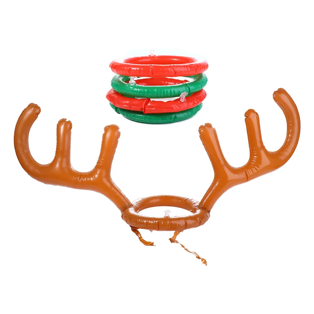 

Christmas Game Inflatable Santa Funny Reindeer Antler Hat Ring Toss Kids Gift New Year Outdoor Inflated Toys