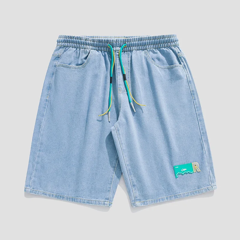 Джинсовые шорты мужские с широкими штанинами модные повседневные мешковатые