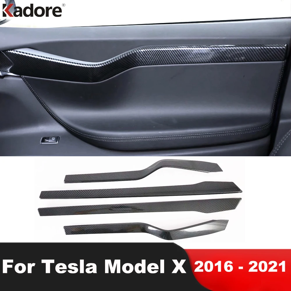 

Для Tesla Model X 2016-2019 2020 2021 отделка двери из углеродного волокна Декоративная полоса Обложка аксессуары для интерьера