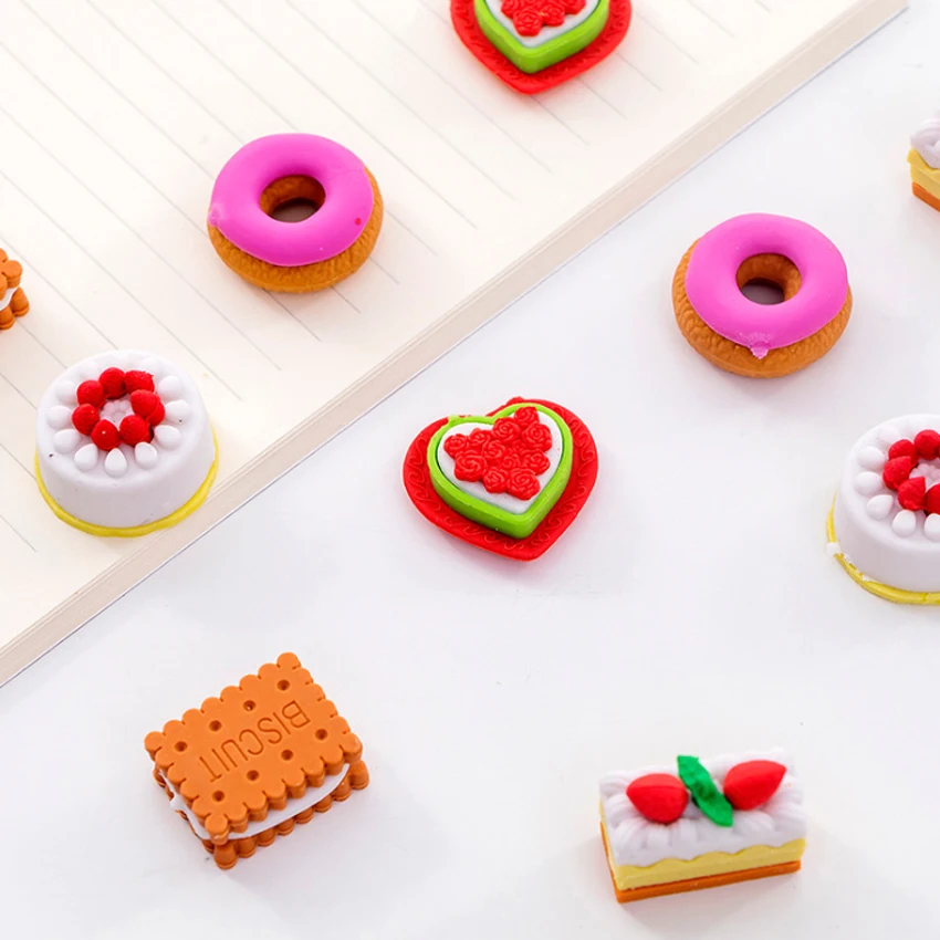 

free shipping 10packs Eraser Cute cookie doughnut eraser pencil Student Prizes Promotional Gift School Supplies