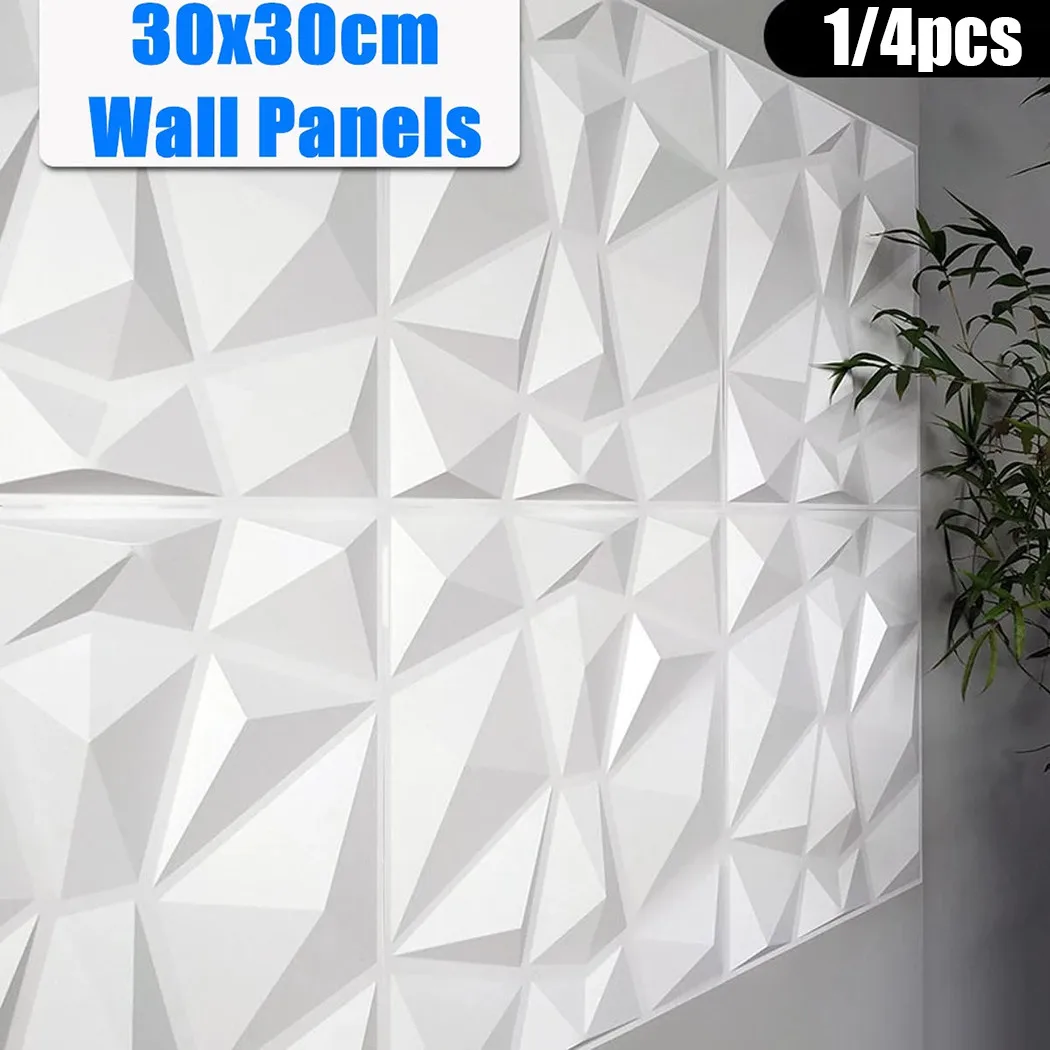 

1pc/4pcs 3D PVC Wall Panels 30x30cm Covering Diamond Plastic Cladding Tiles Waterproof Home Interior Decoration Accessories