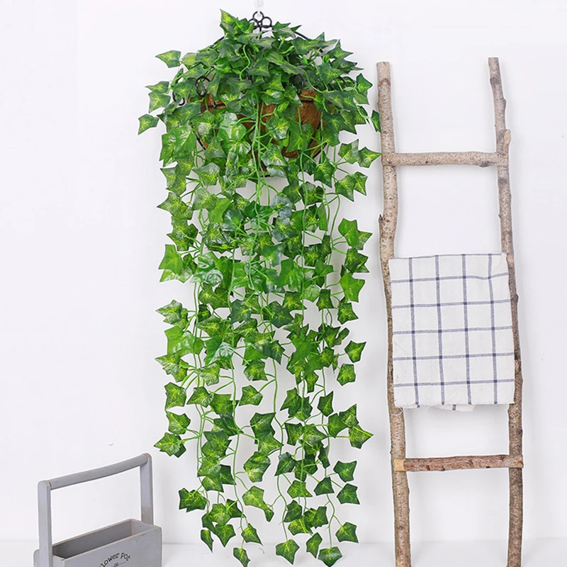 

Artificial Green Plants Hanging Ivy Leaves Radish Seaweed Grape Fake Flowers Vine Home Garden Wall Party Decoration TLSM