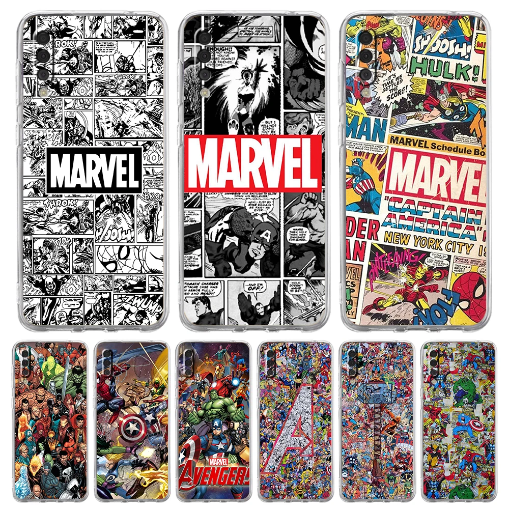 

Роскошный прозрачный чехол для телефона из комиксов Marvel для Samsung Galaxy A12, A02, A03S, A50, A70, A40, A10, A20, A30, силиконовый чехол, чехлы
