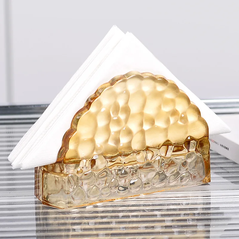 

European Style Retro Glass Tissue Holder Light Luxury Vertical Tissue Storage Rack Hotel Coffee Shop Table Napkin Tissue Holder