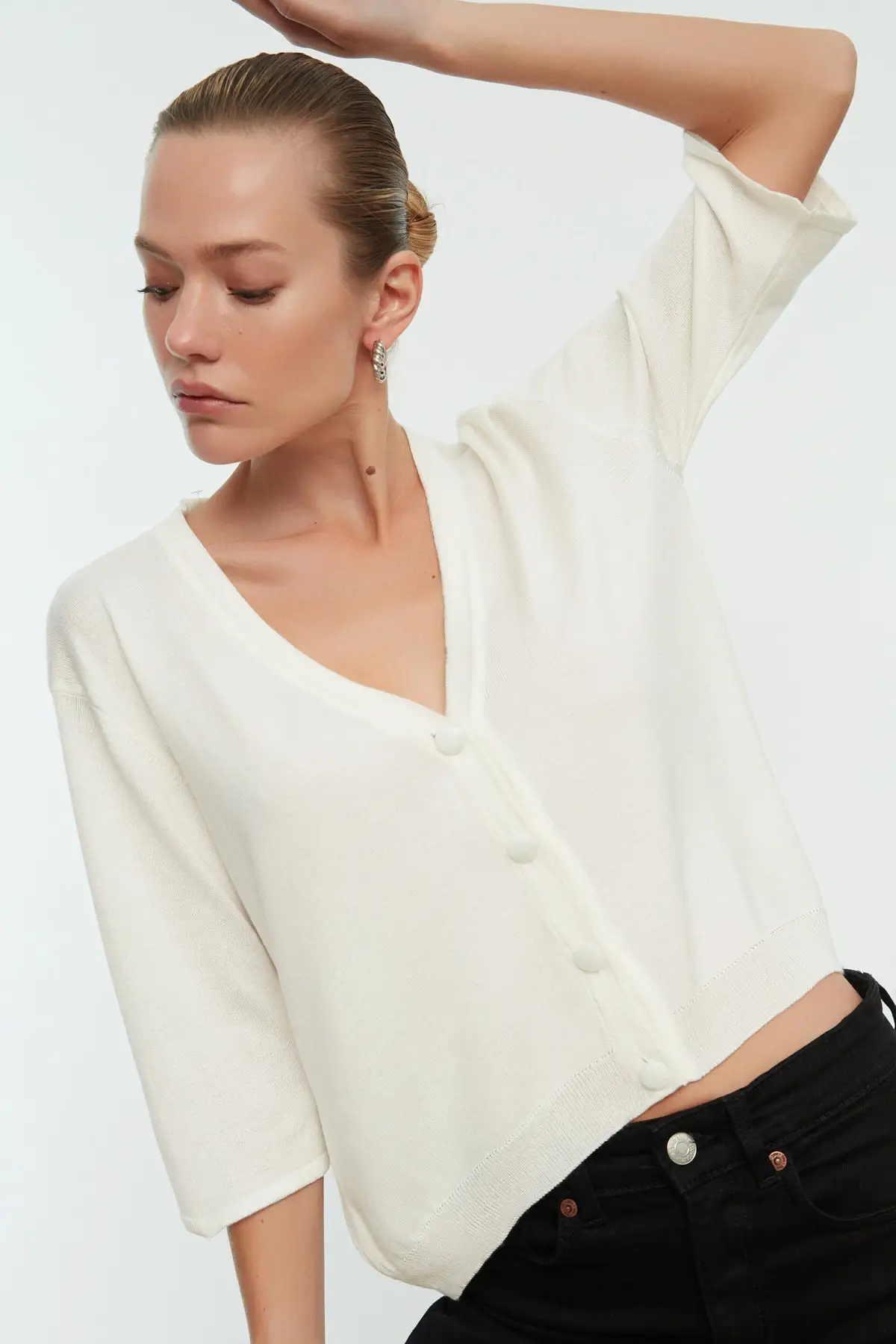 

Women's Cardigan Ecru sportswear Casual Knitted High Quality Fashion Cardigan Sweaters Loose Sweater Jumper