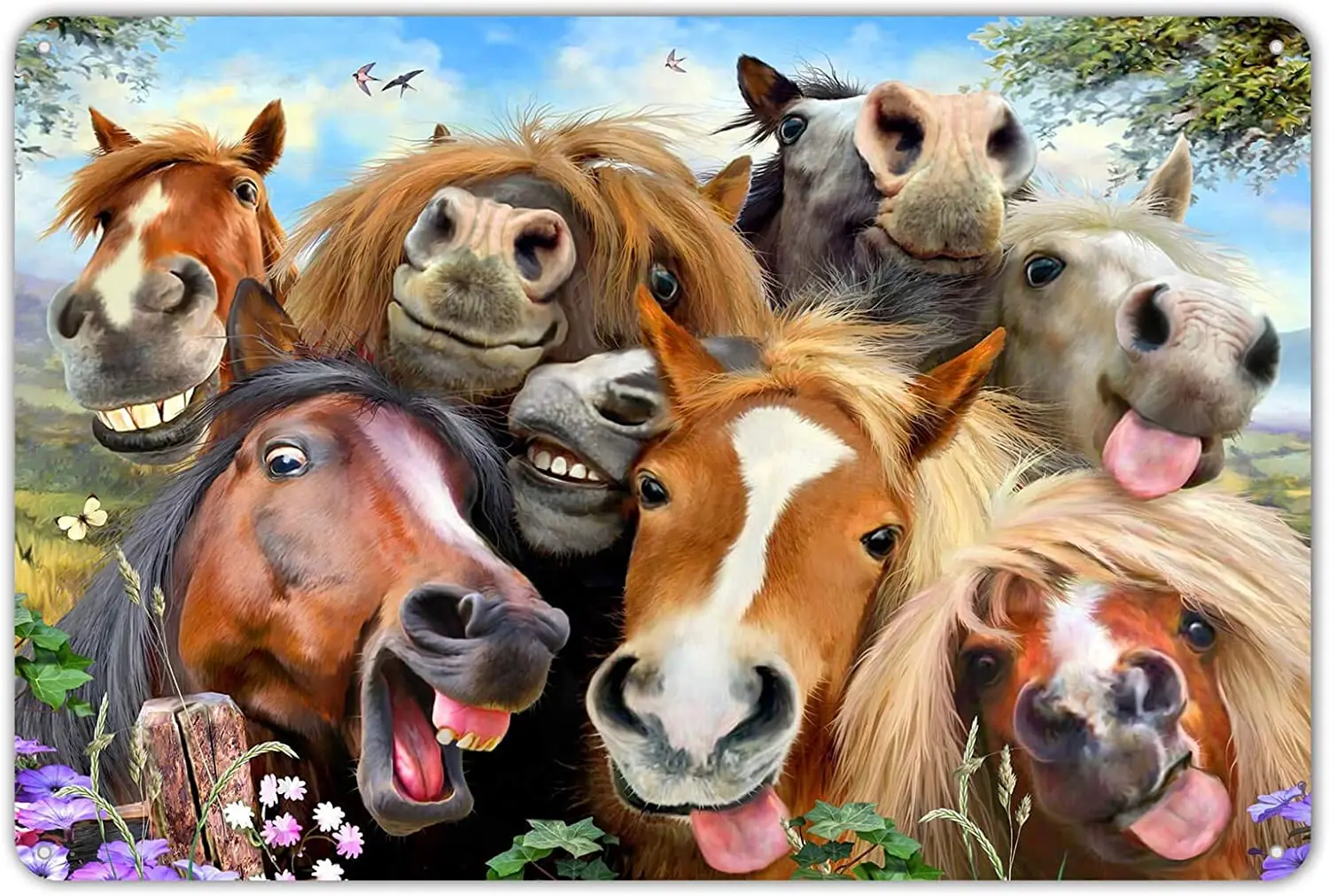 

Agedsign Funny Plaques Poster for Room Cafe Home Pub Horses Selfie Metal Signs Vintage Funny Tin Sign Wall Decor inches