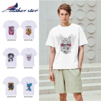feather step t shirt men women short sleeve cotton extreme dunk print tee tops boys girls hip hop cosplay costumes funny skull