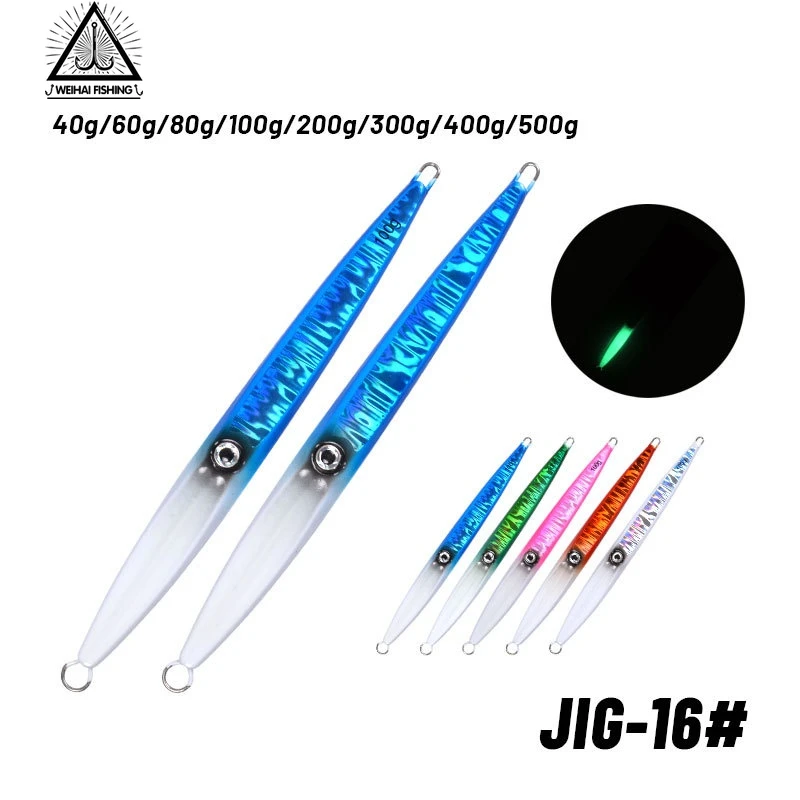 

WH 40g 60g 80g-500g Fast Sinking Iron Plate Road Sub Bait Japanese Laser Paper Sea Fishing Luminous Lead Bait